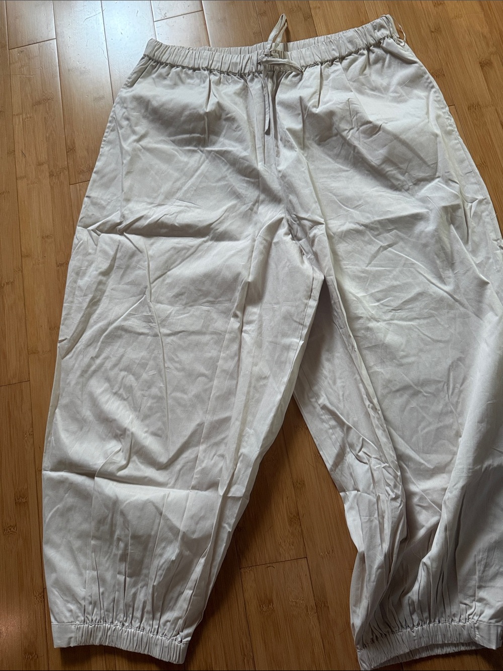 Parker White 100% Cotton Smocked Elastic Waist Balloon Pants – Size XL
